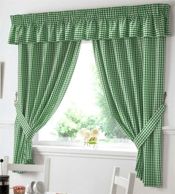 Gingham Kitchen Curtain Pelmet Green - 353 cm x 25cm