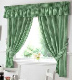Gingham Kitchen Curtain Pelmet Green - 353 cm x 25cm