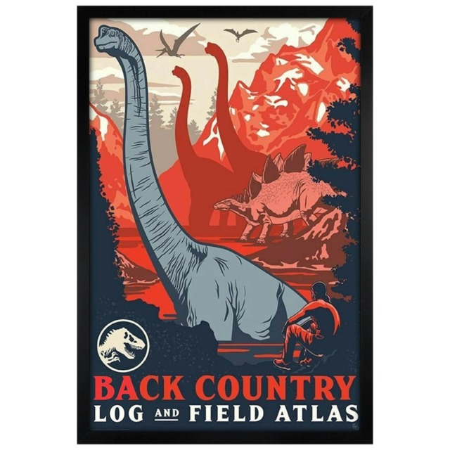 Black Wooden Framed Jurassic World Back Country Maxi Poster Multi