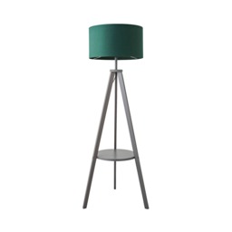 ValueLights Morrigan Green Shade Grey Wood Tripod Floor Lamp Green