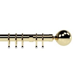 28mm Nikola Bright Brass Ball End Metal Curtain Pole Set 400cm Gold Gold