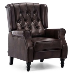 Althorpe Wing Back Recliner Button Back Fireside Leather Chair (Brown)