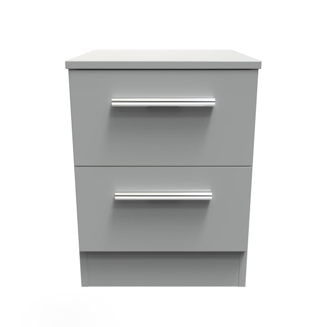 Trent 2 Drawer Compact Bedside Cabinet in Dusk Grey (Ready Assembled) Grey Dusk Grey