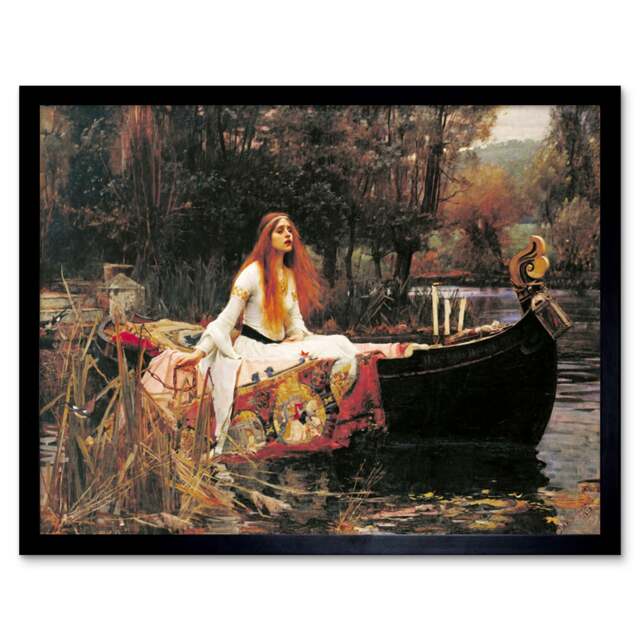 "John William Waterhouse The Lady Of Shalott Edit 12x16"" Framed Wall Art Print"