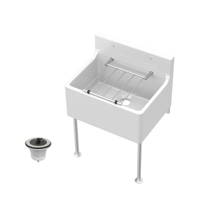 Balterley Traditional Fireclay Cleaner Sink with Waste and Legs White White 382.0000 x 515.0000 x 393.0000mm