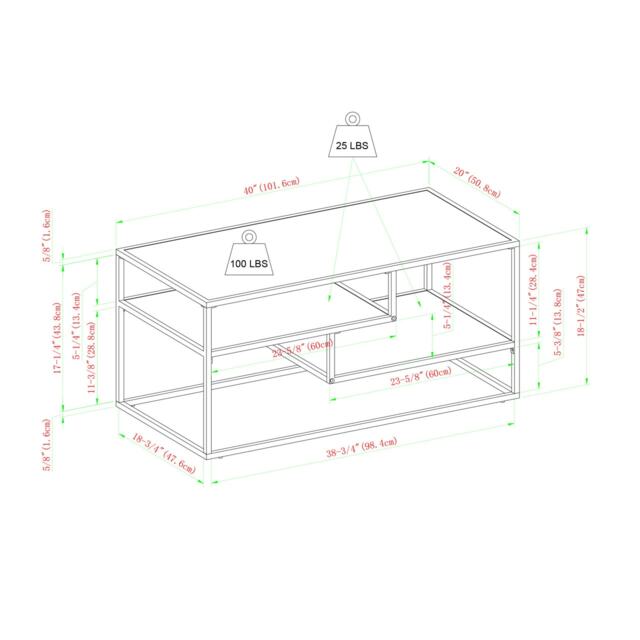 2 Tiered Metal & Wood Coffee Table TV Stand