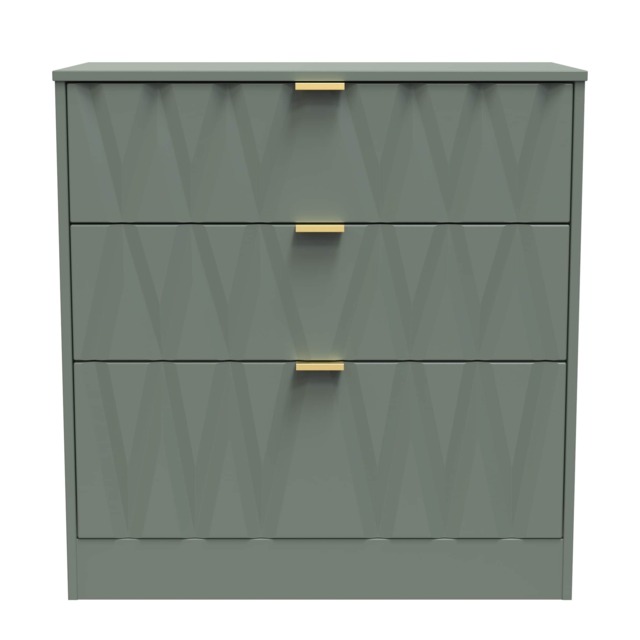Washington 3 Drawer Deep Chest of Drawers in Reed Green (Ready Assembled) Green Reed Green