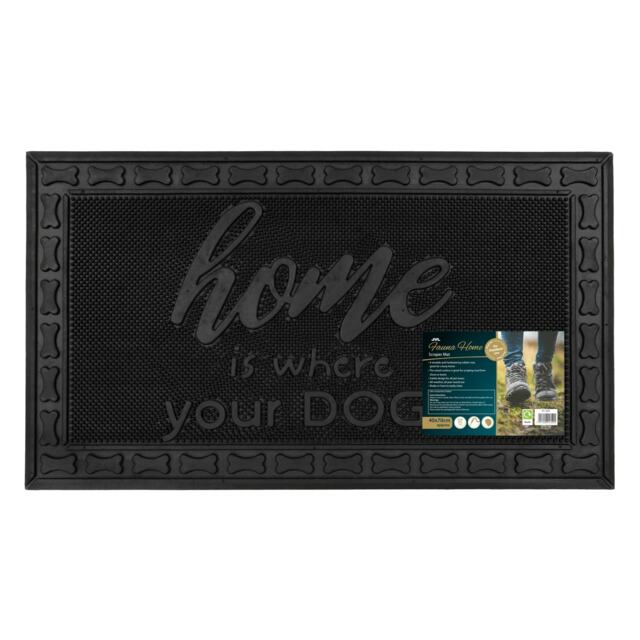JVL Fauna Home Rubber Scraper Doormat 40x70cm, Black