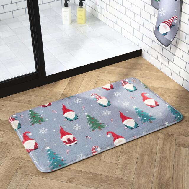 OHS Christmas Gonk Embossed Bath Mats Non-Slip Shower Rug