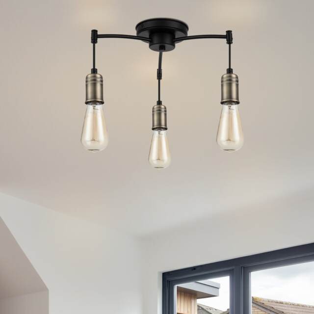 COSYLYTE Linton 3 Light Modern Ceiling Light - Matt Antique Brass, Matt Black Silver Antique Brass 1