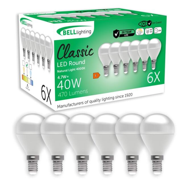 BELL Lighting E14 SES Dimmable Golf Ball SMD Natural White 4000K 4.7W Energy Saving LED
