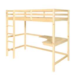 3ft Single High Sleeper Bed With Corner Desk In Natural