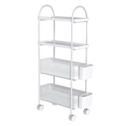 Levede 4 Tier Narrow Kitchen Trolley Cart Metal Pull Out Baskets Storage Bins