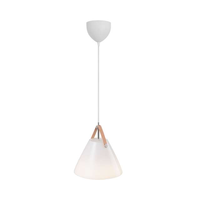 Nordlux Strap Indoor Pendant Light White Glass E27 Brown & Black Strap - Mains Powered, IP20
