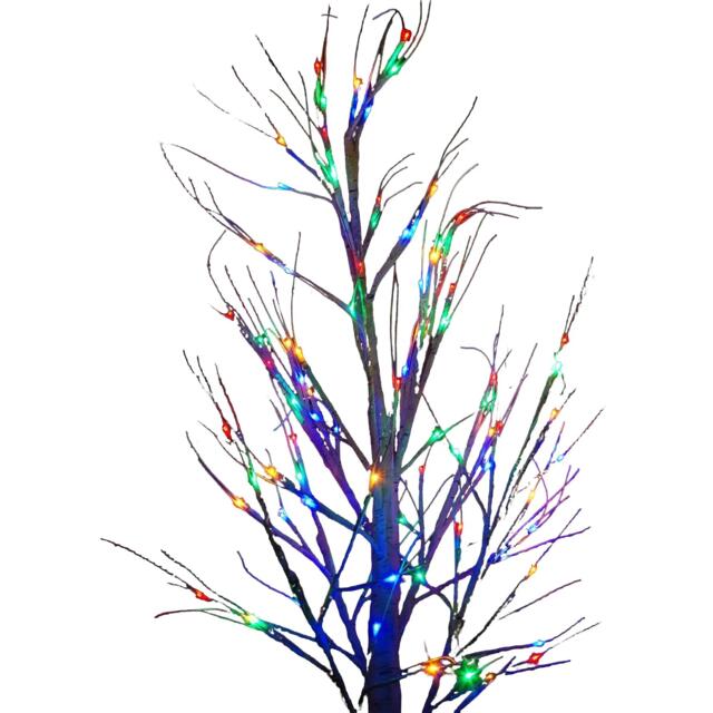 2.4m Christmas Outdoor Birch Tree with 136 Multicoloured LEDs