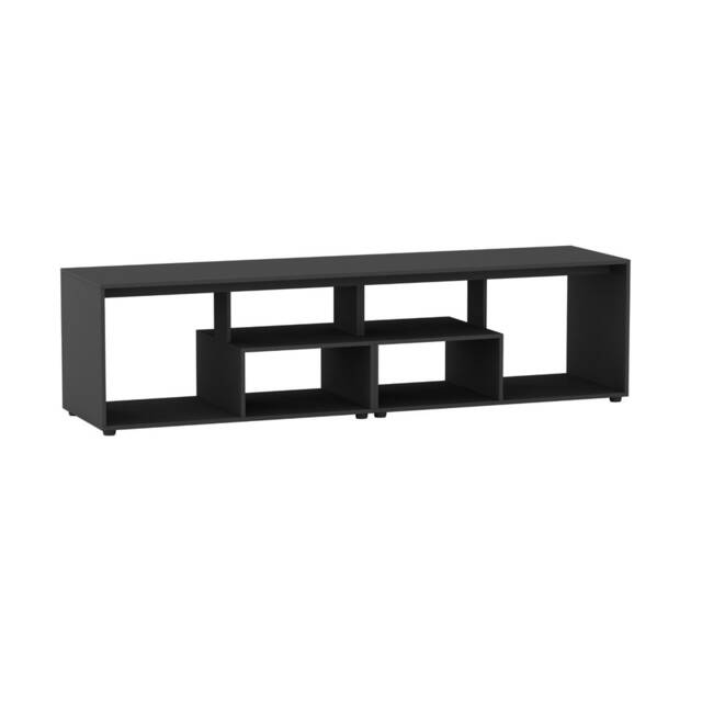 Shelby Abstract Large Double Coffee Table With Storage Shelves TV Stand 160cm Multi Black
