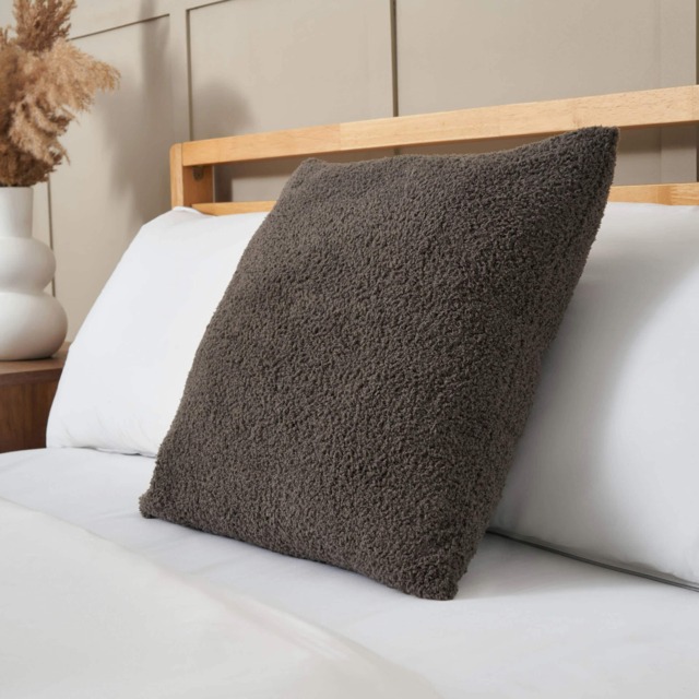 BHS Really Soft Teddy Bear Fleece Cushion, Grey