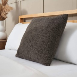 BHS Really Soft Teddy Bear Fleece Cushion, Grey