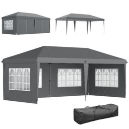 Outsunny 3 x 6m Heavy Duty Gazebo Marquee Party Tent with Storage Bag Grey Grey Grey 585 cm x 295 cm x 270 cm 1