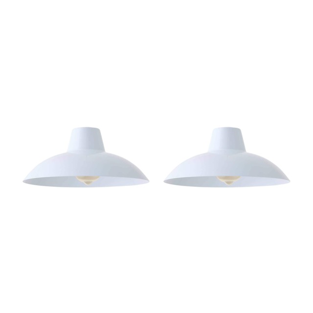 ValueLights Civic Pair White Easy Fit Ceiling Pendant Shades White