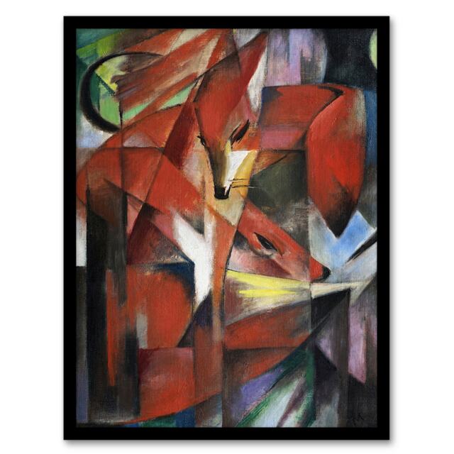 "The Foxes Colourful Abstract Franz Marc Vintage Framed Wall Art Print 12X16"""
