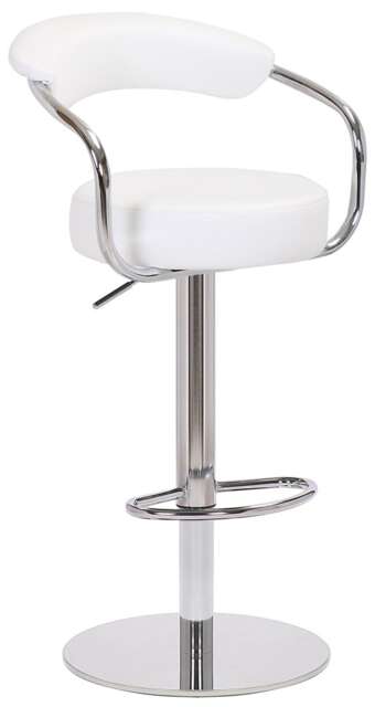 Zenith Deluxe Kitchen Bar Stool, Footrest, Height Adjustable Swivel Gas Lift, Home Bar & Breakfast Barstool, Faux-Leather, White