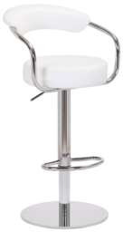 Zenith Deluxe Kitchen Bar Stool, Footrest, Height Adjustable Swivel Gas Lift, Home Bar & Breakfast Barstool, Faux-Leather, White