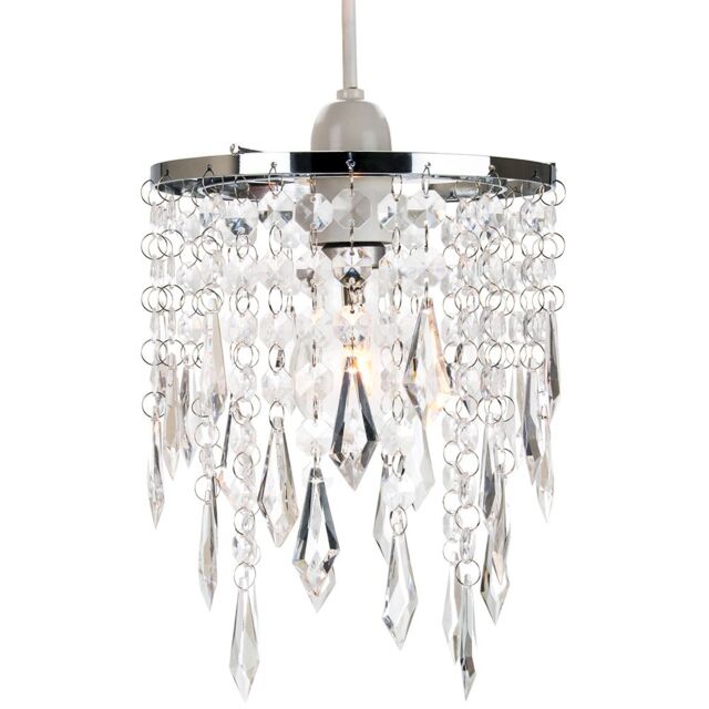 Modern Waterfall Design Pendant Shade with Clear Acrylic Droplets and Beads Clear Transparent 1