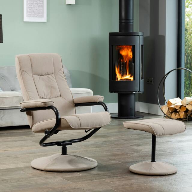 Ripley Swivel Recliner and Footstool - Cappuccino
