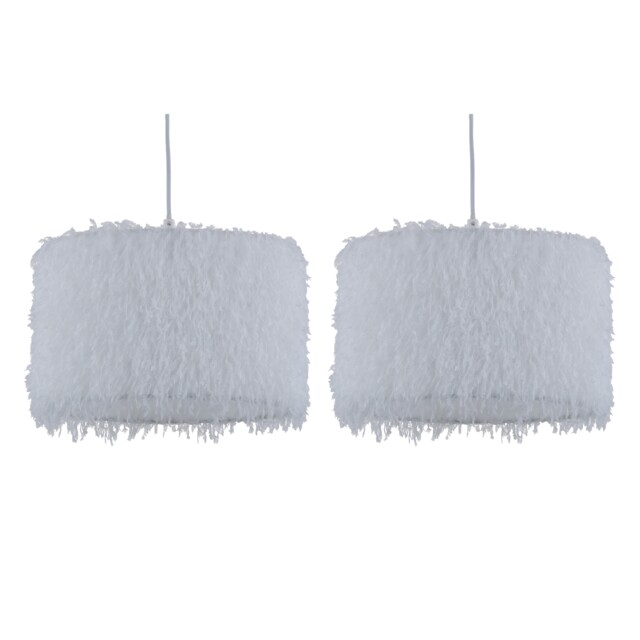 Set of 2 Rogers - White Shaggy 30cm Easy Fit Pendant Shades