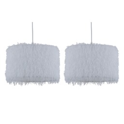 Set of 2 Rogers - White Shaggy 30cm Easy Fit Pendant Shades