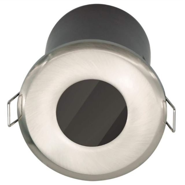 Set of 16 Fire Rated Bathroom Recessed Downlights - Brushed Steel IP65 Chrome Brushed steel plate and clear glass diffuser Large 16