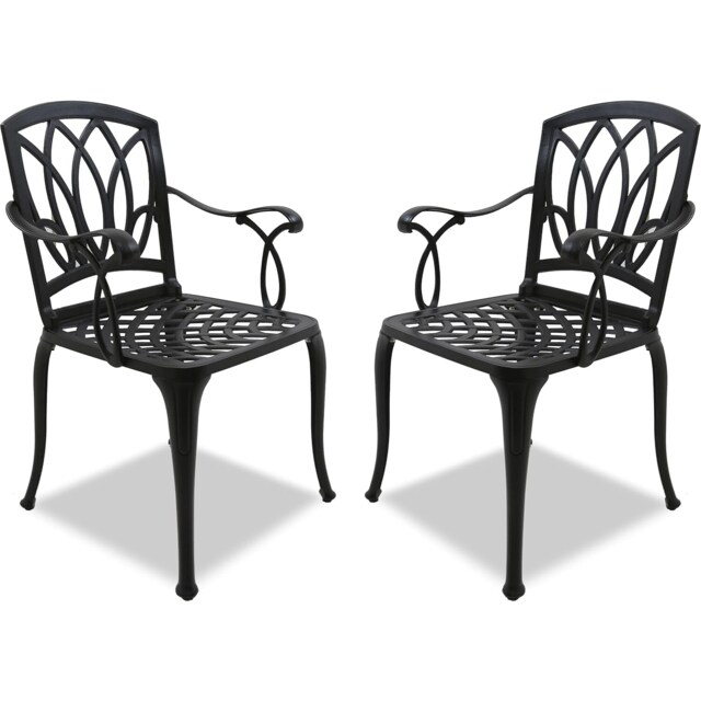 Centurion Supports Positano 2-Large Garden and Patio Bistro Chairs with Armrests in Cast Aluminium Black