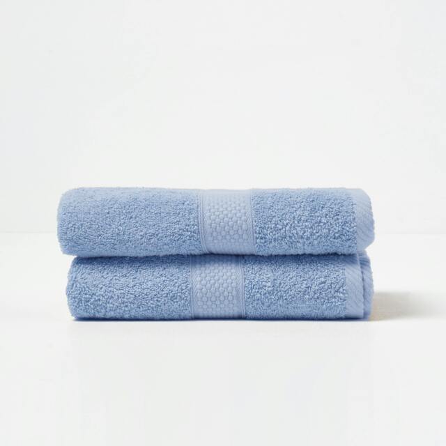 Homescapes Turkish Cotton Hand Towel Set of 2 - Light Blue Blue Hand towel 2