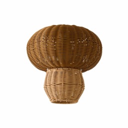 ValueLights Portobello Natural Rattan Mushroom Ceiling Shade Brown