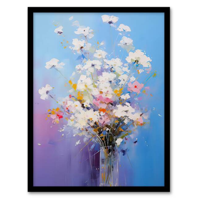 Babys Breath Flowers Purple Pink Home Decor Black Framed Wall Art Print A4