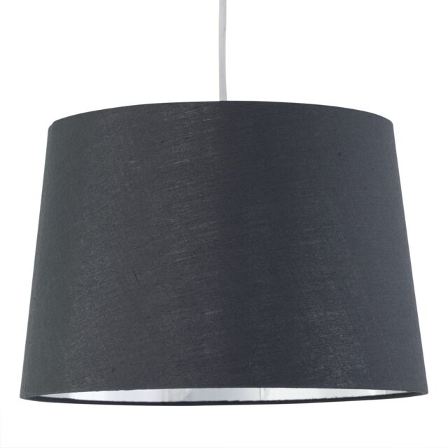 Zoey - Grey with Silver Inner 28cm Easy Fit Pendant or Lamp Shade Grey Chrome Medium 1