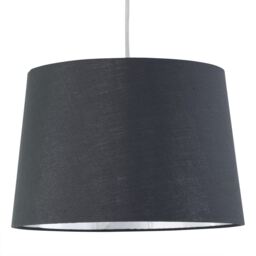 Zoey - Grey with Silver Inner 28cm Easy Fit Pendant or Lamp Shade Grey Chrome Medium 1