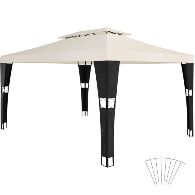 Gazebo Mona - 4 x 3 m, double roof system, water-repellent, 50 UV protection Black black/cream 1