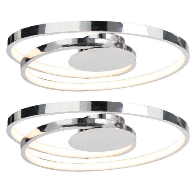Set of 2 Polished Chrome LED Swirl Flush Fittings Chrome 2