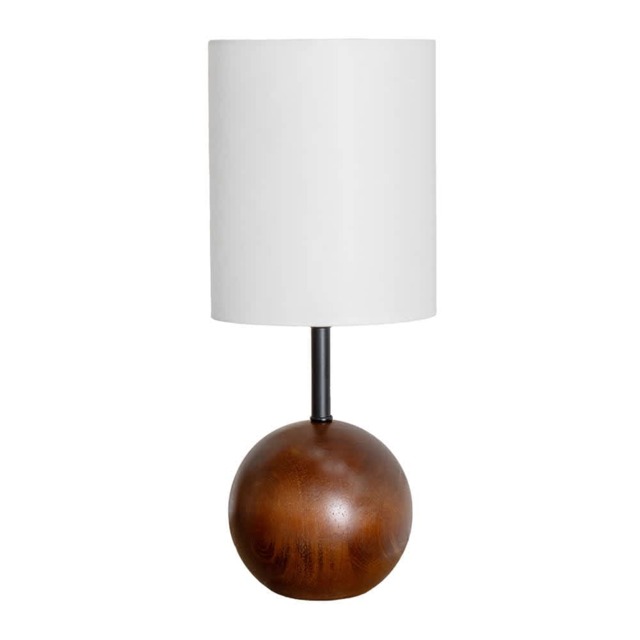 ValueLights Brandon White Linen Shade Walnut Wood Table Lamp Brown