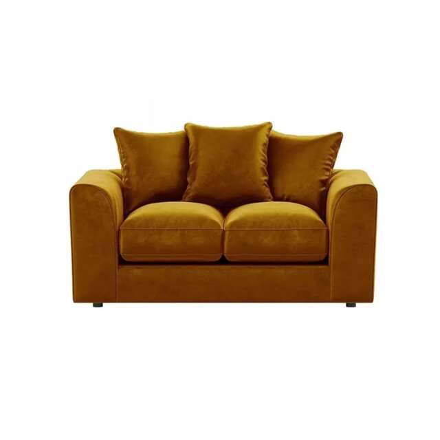 PLUSH VELVET MUSTARD 2 SEATER SOFA SUITE