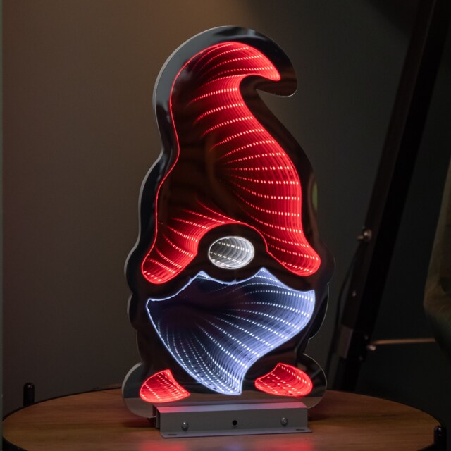 40cm Infinity Light up Christmas Gonk Decoration with Red & White LEDs on Metal Base