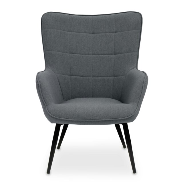 Orsina Stockholm Grey Fabric Armchair, High Back Patterned Armchair, Easy to Maintain Bucket Chair