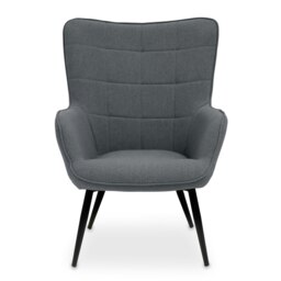 Orsina Stockholm Grey Fabric Armchair, High Back Patterned Armchair, Easy to Maintain Bucket Chair