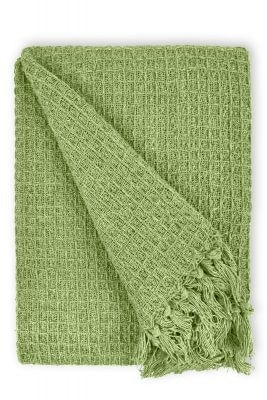 "Waffle Collection Recycled Cotton Throw in Pistachio (70"" x 100"") Green Green"