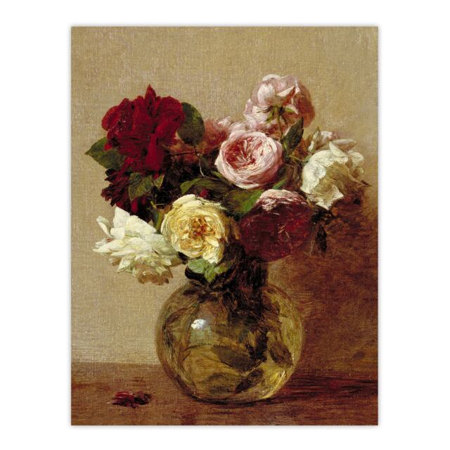 Rose Bouquet in Glass Vase Still Life Latour Wall Art Poster Print