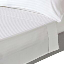 Homescapes White Egyptian Cotton Satin Stripe Flat Sheet 330 TC, King White King