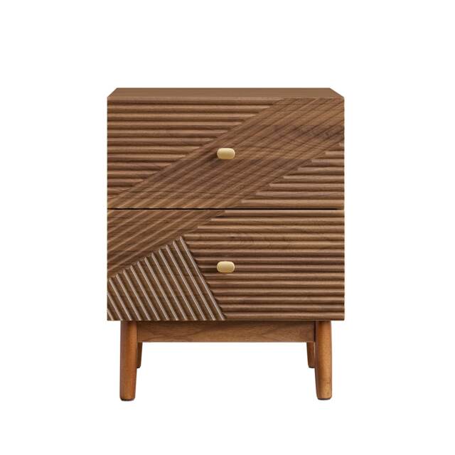 SoBuy FBT170-N,2-Drawer Bedside Table with Rubber Wood Legs Brown Brown 1