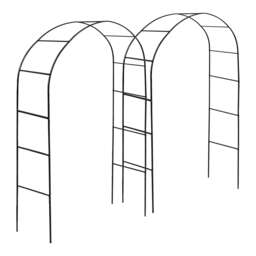Harbour Housewares 2x Metal Garden Arbour Arches - 2.4m x 1.4m Large Wide Heavy-Duty Outdoor Plants Flower Archway Pergola Trellis Black Black One Size 2